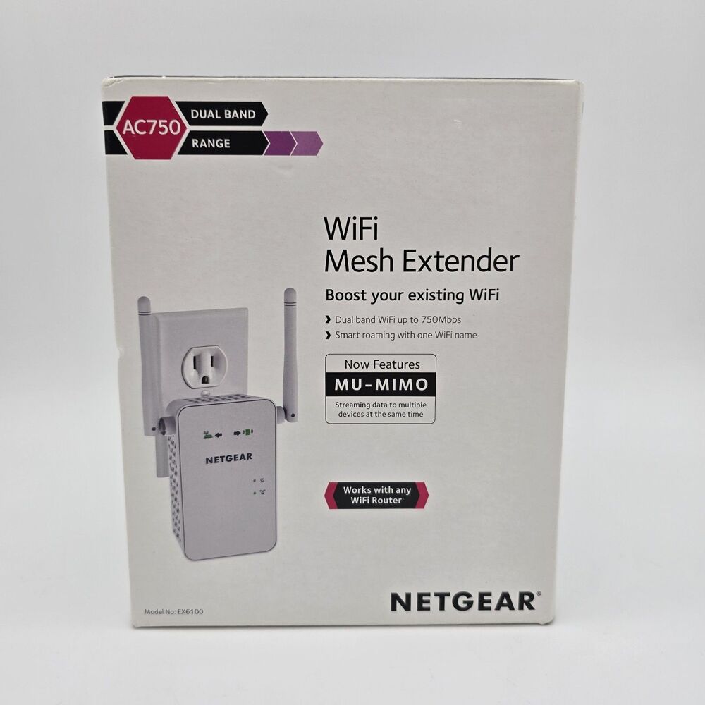 Netgear EX6100 AC750 750 Mbps Dual Band Wireless WI-FI Range Extender Open Box